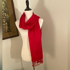 Gorgeous Red Shawl/Scarf with fringe accents
